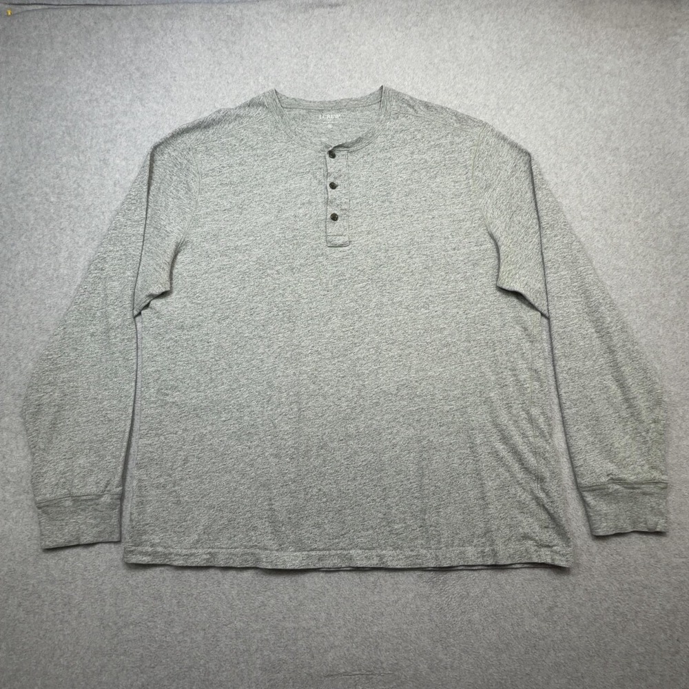 J Crew Henley Shirt Mens XXL Heather Gray Long Sleeve Cotton Casual Outdoor